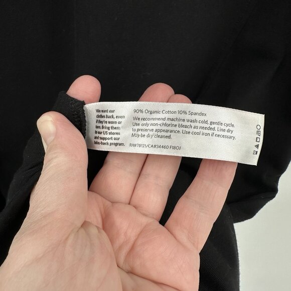 EILEEN FISHER dress pockets knee length 3/4 sleeve organic cotton black PM - Picture 7 of 7